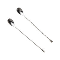 Barfly M37076 11 7/8 inch 2-Piece Stainless Steel Angled Bar Spoon Set with Weighted Ends