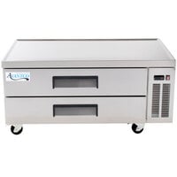 Cooking Performance Group 24GMCLBNL 24 inch Gas Griddle and Gas Lava Briquette Charbroiler with 52 inch, 2 Drawer Refrigerated Chef Base - 140,000 BTU