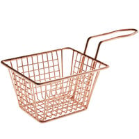 Acopa 5" x 4" x 3" Rose Gold Rectangular Mini Fry Basket