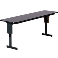 Correll 18 inch x 96 inch Black Granite Finish Rectangular High Pressure Folding Seminar Table with Panel Leg