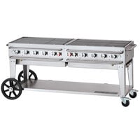 Crown Verity CV-RCB-72RDP-SI-BULK 72 inch Pro Series Outdoor Rental Grill with Single Gas Connection, Bulk Tank Capacity, and Double Roll Dome Package