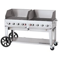 Crown Verity CV-MCB-60-SI50/100-WGP Liquid Propane 60 inch Mobile Outdoor Grill with Single Gas Connection, 50-100 lb. Tank Capacity, and Wind Guard Package