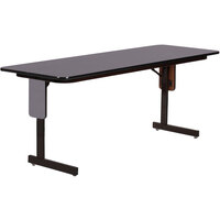 Correll 24" x 72" Black Granite Finish Rectangular High Pressure Folding Seminar Table with Panel Leg