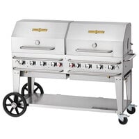 Crown Verity CV-RCB-60RDP-SI-BULK 60" Pro Series Outdoor Rental Grill with Single Gas Connection, Bulk Tank Capacity, and Double Roll Dome Package