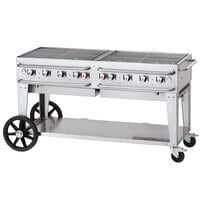 Crown Verity CV-RCB-60RDP-SI-BULK 60 inch Pro Series Outdoor Rental Grill with Single Gas Connection, Bulk Tank Capacity, and Double Roll Dome Package