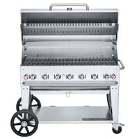 Crown Verity CV-MCB-48-SIBULK-RDP Liquid Propane 48 inch Mobile Outdoor Grill with Single Gas Connection, Bulk Tank Capacity, and Roll Dome Package