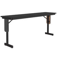 Correll 18" x 60" Black Granite Finish Rectangular High Pressure Folding Seminar Table with Panel Leg