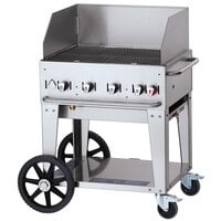 Crown Verity CV-MCB-30WGP-NG Natural Gas 30" Mobile Outdoor Grill with Wind Guard Package