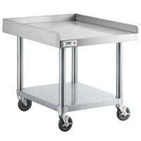 Regency 30 inch x 24 inch 16-Gauge 304 Stainless Steel Equipment Stand with Galvanized Legs, Undershelf, and Casters