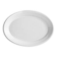 Tuxton CWH-1352 Concentrix 13 1/2" x 9 3/4" White Oval China Coupe Platter - 6/Case
