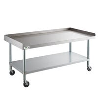 Regency 30 inch x 60 inch 16-Gauge 304 Stainless Steel Equipment Stand with Galvanized Legs, Undershelf, and Casters