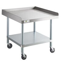 Regency 30 inch x 30 inch 16-Gauge 304 Stainless Steel Equipment Stand with Galvanized Legs, Undershelf, and Casters