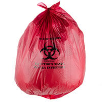40-45 Gallon 40 inch x 48 inch Red Isolation Infectious Waste Bag / Biohazard Bag High Density 17 Microns - 200/Case