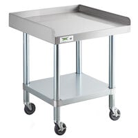 Regency 24 inch x 24 inch 16-Gauge 304 Stainless Steel Equipment Stand with Galvanized Legs, Undershelf, and Casters