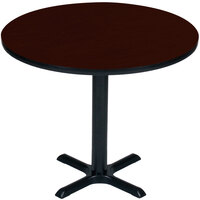 Correll 24 inch Round Mahogany Finish / Black Table Height High Pressure Cafe / Breakroom Table