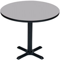 Correll 24 inch Round Gray Granite Finish / Black Table Height High Pressure Cafe / Breakroom Table
