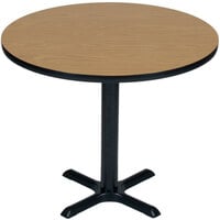 Correll 42" Round Medium Oak Finish / Black Table Height High Pressure Cafe / Breakroom Table