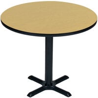 Correll 24 inch Round Fusion Maple Finish / Black Table Height High Pressure Cafe / Breakroom Table