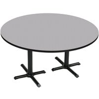 Correll 60 inch Round Gray Granite Finish / Black Table Height High Pressure Cafe / Breakroom Table with Two Cross Bases