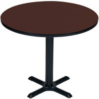 Correll 30" Round Cherry Finish / Black Table Height High Pressure Cafe / Breakroom Table