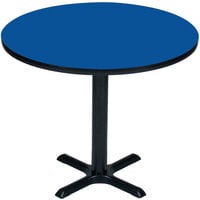 Correll 48" Round Blue Finish / Black Table Height High Pressure Cafe / Breakroom Table