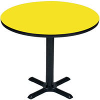 Correll 42" Round Yellow Finish / Black Table Height High Pressure Cafe / Breakroom Table