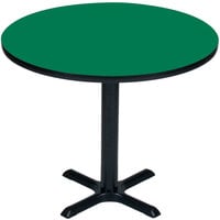 Correll 42" Round Green Finish / Black Table Height High Pressure Cafe / Breakroom Table