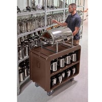 Cambro SC337S131 Service Cart Pro 42 inch x 24 inch x 37 inch Dark Brown One-Piece Beverage / Service Cart with 4 Swivel Casters