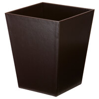 Focus Hospitality Melrose Brown Collection Faux Leather 10 Qt. Trapezoid Wastebasket