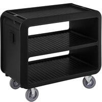 Cambro SC337S110 Service Cart Pro 42 inch x 24 inch x 37 inch Black One-Piece Beverage / Service Cart with 4 Swivel Casters