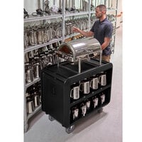 Cambro SC337110 Service Cart Pro 42 inch x 24 inch x 37 inch Black One-Piece Beverage / Service Cart with 2 Fixed and 2 Swivel Casters