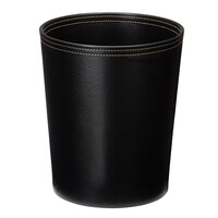 Focus Hospitality Melrose Black Collection Faux Leather 10 Qt. Round Wastebasket