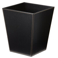Focus Hospitality Melrose Black Collection Faux Leather 10 Qt. Trapezoid Wastebasket