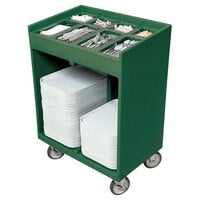 Cambro TC1418192 Granite Green Tray and Silverware Cart with Protective Vinyl Cover