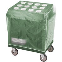 Cambro TC1418192 Granite Green Tray and Silverware Cart with Protective Vinyl Cover