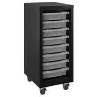 Hirsh Industries 22606 Black Mobile Tower with Clear Bins - 15 inch x 18 inch x 36 inch