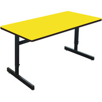 Correll 24" x 72" Yellow Finish Rectangular Adjustable Height High Pressure Top Computer Table