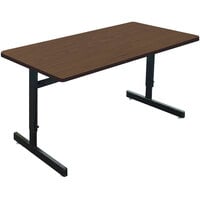 Correll 30 inch x 60 inch Walnut Finish Rectangular Adjustable Height High Pressure Top Computer Table