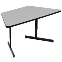 Correll 30" x 60" Gray Granite Finish Trapezoid Premium Laminate 21" - 29" Adjustable Height High Pressure Top Computer Table