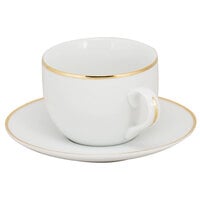 10 Strawberry Street CPGL0009 Coupe Gold Line 6 oz. Gold Porcelain Coffee Cup and Saucer Set - 24/Case