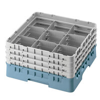 Cambro 9S1114414 Teal Camrack Customizable 9 Compartment 11 3/4 inch Glass Rack