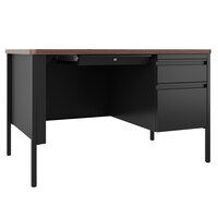 Hirsh Industries 22652 Black / Walnut Single Pedestal Teacher's Desk - 48 inch x 30 inch x 29 1/2 inch