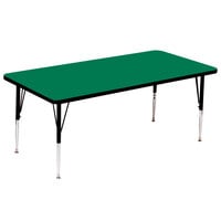 Correll Rectangular Green Finish 19" - 29" Adjustable Height High Pressure Top Activity Table