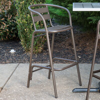 BFM Seating PH0063BZ Capri Bronze Aluminum Outdoor / Indoor Bar Height Arm Chair