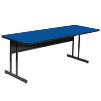 Correll 24" x 72" Rectangular Blue Finish High Pressure Top Desk Height Computer and Training Table