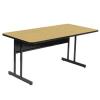 Correll 30" x 60" Rectangular Fusion Maple Finish High Pressure Top Desk Height Computer and Training Table
