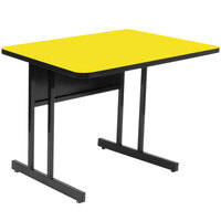 Correll 24" x 36" Rectangular Yellow Finish High Pressure Top Desk Height Computer and Training Table