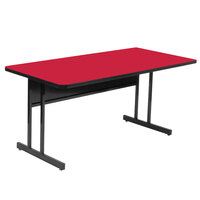 Correll 30" x 60" Rectangular Red Finish High Pressure Top Desk Height Computer and Training Table
