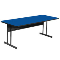Correll 30" x 72" Rectangular Blue Finish High Pressure Top Desk Height Computer and Training Table