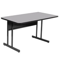 Correll 24 inch x 48 inch Rectangular Gray Granite Finish High Pressure Top Desk Height Computer and Training Table
